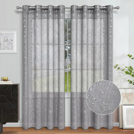 Amity Fashion 100% Polyester Voile Curtains Printed Sheer Grommet Top Valances Blackout for Europe Style Home Bedroom Living