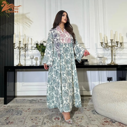 AB433 New Design Floral Arab Turkey Islamic Clothing Long Sleeve Best Abaya Women Muslim Dress Turkey
