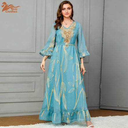 3645 Wholesale Prices Abaya Traditional Basic Muslim Dress Long Sleeve Maxi Long Dress Muslim Women Dress Beaded Shiny Abaya