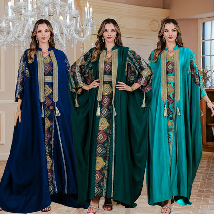 Luxurious Kaftan Dubai Embroidery Muslim Open Abaya Islam Kimono Cardigan Long Dresses Beads Muslim Dresses