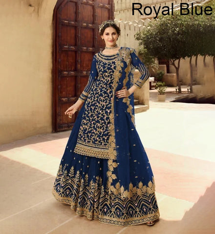 Hot Selling Traditional Indian Pattern Soft Net Embroidery Work Suit Long Gown With Designer Dupatta for Women Party Wear Dress