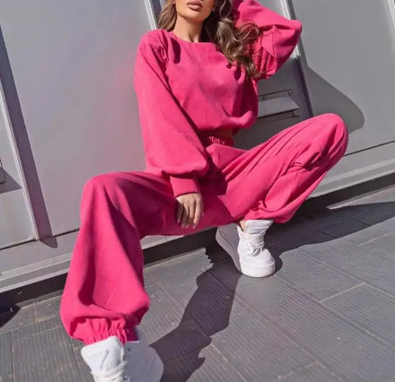 Enyami New Autumn Winter Co Ords Urban Wear Women Outfit Corduroy Sweatshirt Jogging Pants 2 Piece Jogger Set Tracksuit