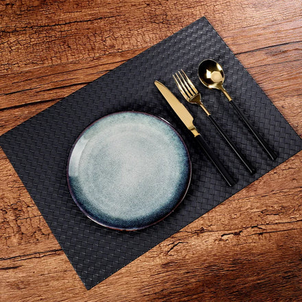 2024 Tabletex Faux Leather Heat Resistant Placemats Set of 4 Waterproof Wipeable Dining PU Place Mats for Dining Table