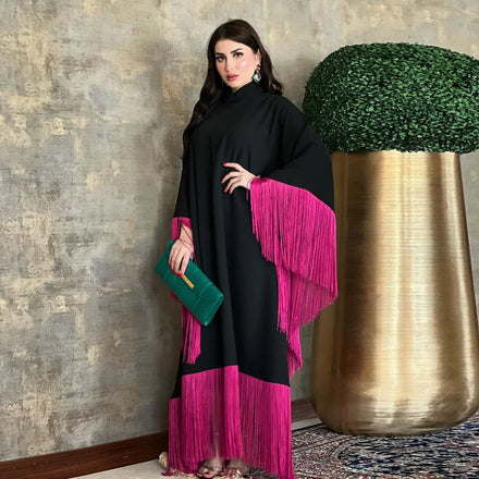 New Wholesale Custom Eid Dubai Elegant Abaya Solid Color Long Sleeve Split Skirt Abaya Dubai Turkey Muslim Fashion Hijab Dress