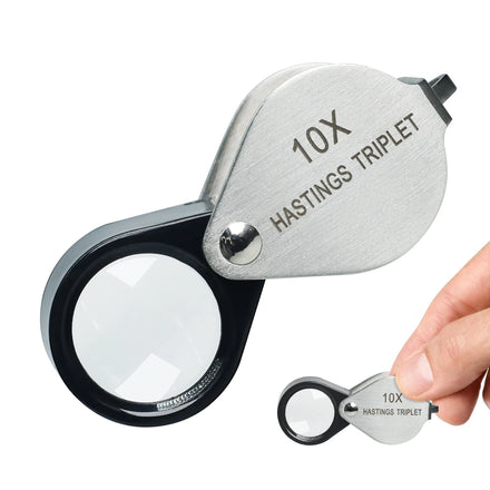 Top Quality 10X Hasting Jewelry Loupe Mini Portable Triplet Lens Stainless Steel Body Foldaway Design Pocket-size