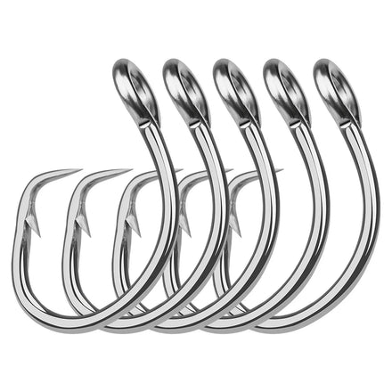 5PCS High Carbon Steel Tuna Circle Hooks for Saltwater & Lake Lure Fishing 11/0#-16/0# Big Game Fishing Hooks