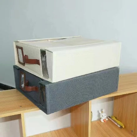 Foldable Grey Storage Box for Duvet Cover Set Linen Closet Organizer for Bedding Clothes Blankets Bed Sheet Set Organizer
