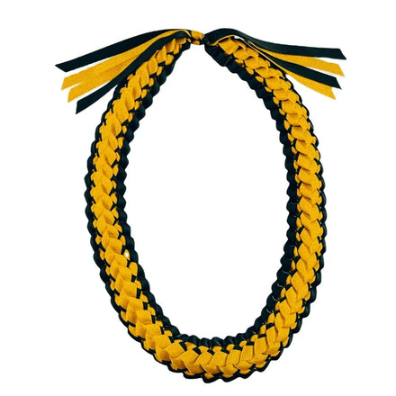 Blue and Yellow Double Face Grosgrain 100% Polyester Graduation Lei with Double Ribbon Design (Custom Orders Available)