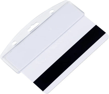 Horizontal Hard Plastic Half Card Badge Holder Frosted Rigid Plastic for POS Magnetic Swipe Cards IDs Credit Cards and Passes
