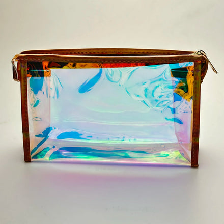 Custom Logo OEM PVC Clear Makeup Pouch Travel Toiletry clear Make up Bag Transparent PVC 3in1 Cosmetic Bags With Zipper