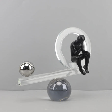 New Coming Hotel Living Room Office Creative Thinker Pendant Piece Black Resin Figure Crystal Ornaments