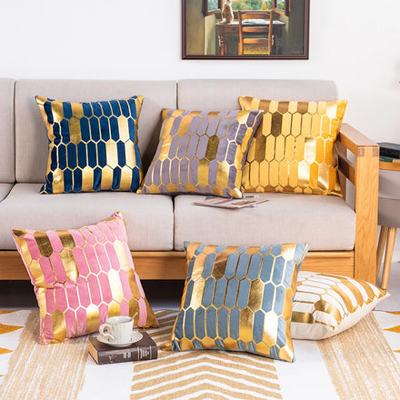 Amity Modern Luxury Living Room Sofa Pillow Cover Gold Printed Cushion Covers for Home Decoration