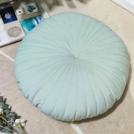 Amity Quilted Dutch Velvet Cushion European Double Sided Design Solid Floor Pumpkin Round Pillow Hotel Use