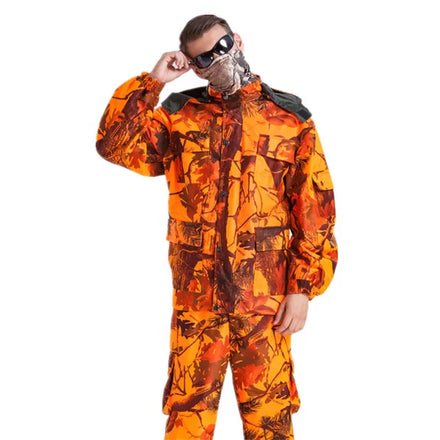 Waterproof Windproof Breathable Foldable Durable 100% Polyester Outdoor Tactical Ghillie Suit Bionic Orange Camouflage Jacket