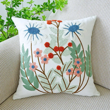 Amity Living Room Sofa Cushion Cover Embroidered Flower Series Embroidered Nordic Style Minimalist Home Pillowcase