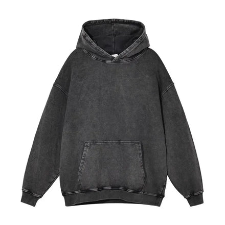 European American Heavyweight Pure Cotton Custom Printed Men's Sweatshirts Trendy Brand Casual Retro Print Washed Distressed