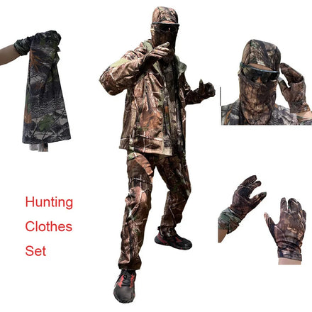Hunting Tactical Jacket Set Big Tree Leaf Camouflage Series Outdoor Hiking Fishing Traveling Warmth Waterproof Polyester