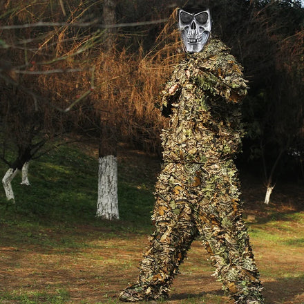 3D Camo Bionic Leaf Jungle Woodland Ghillie Suit Outfit Clothing for Forest and Jungle Adventures Set of Hunting Accessories