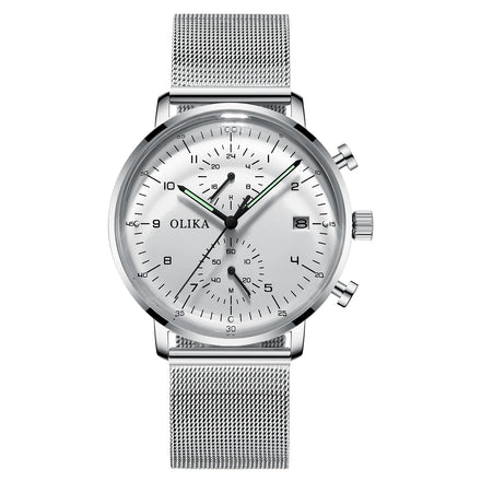 Fashion Men's Brand Quartz Wrist Watch Stainless Steel 3ATM Waterproof Glass Dial Pointer Display 22mm Band Width Alloy Case