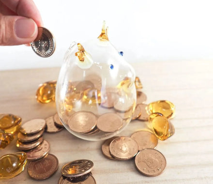 2024 New Design Transparent Hand Craft Blown Glass Shape Animal Folk Art Souvenir Money Saving Box Coin Bank 30-35mm Festival