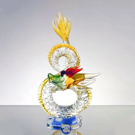 2024 New Design Zodiac Animal Figurines Handmade Blown Glass Dragon Colorful 15~20cm Folk Art Home Decor Collectible