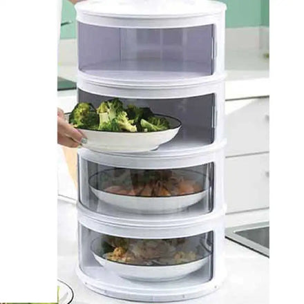 Multi Layer Reusable Luxury Large Divided Round Tray Preservation Kitchen Restaurant Plastic Microwave Food Cover