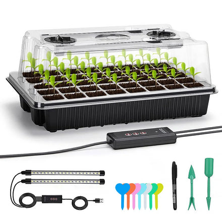 BAVA 2025 Update 40 Cells Seed Starter Kit Dimmable LED Grow Light Bar Humidity Dome Mini Propagator Plant Greenhouse Grow Kit
