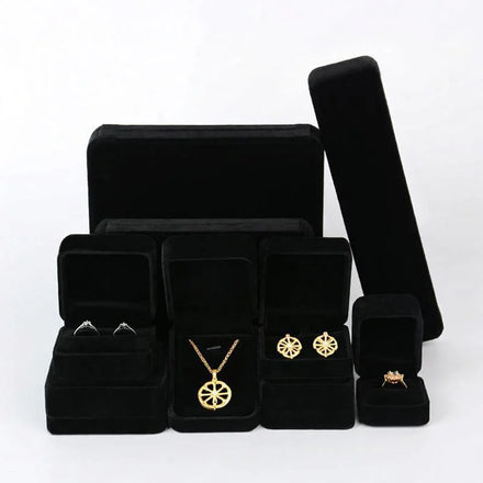 Wholesale Luxury Custom Logo Flannel Velvet Gift Bangle Black Bracelet Jewellery Necklace Ring Earring Jewelry Packaging Box for