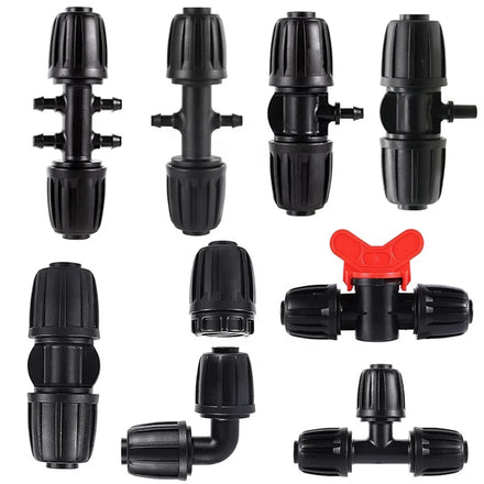 16mm to 1/4 Inch Locked Connector Multi-Way PE Pipe Coupling Garden Agricultural Watering Irrigation Fittings