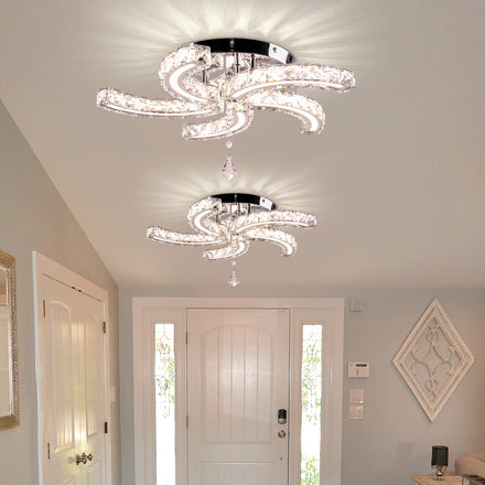 19.7inch 5 Arms Crystal Ceiling Light Acrylic Modern Chandeliers Led Flush Mount Ceiling Light Fixture Lamp Crystal Chandelier