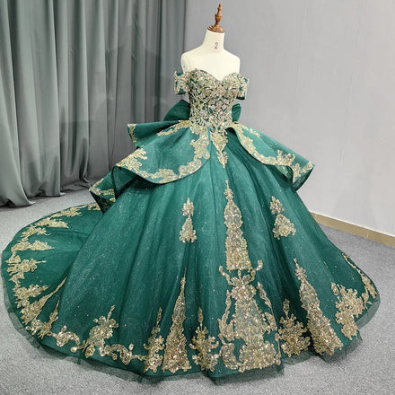 Jancember 5841 Glitter Off Shoulder Birthday Party Prom Formal Evening Dresses for 15 Girls