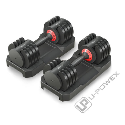 U-POWEX Multifunctional 25lbs 55lbs Adjustable Weight Dumbbells Set with Handle for Womens