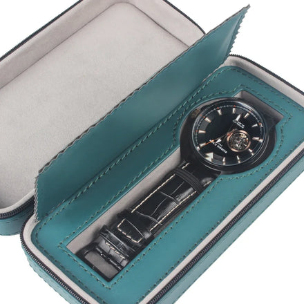 OEM ODM Luxury Single ONE Custom 1 Slot Rectangle PU Leather Watch Case with Zipper and Velvet Watch Holder