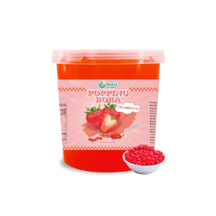 KEIFU 3.2kg Strawberry Flavored Popping Boba Pearl Juice Ball Instant Bursting Bubble Tea Drink Topping OEM/ODM Bottle Packaging