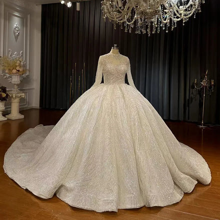 Jancember LSCJ24 Luxuruious Heavy Beaded Pearls Empire Ball Gown Wedding Dresses