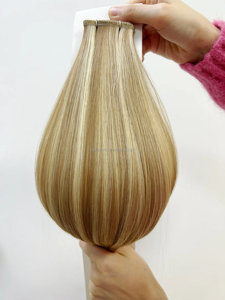 Super Double Drawn Virgin Brazilian Hair Extension 100% Remy Human Hair Flat Weft Extensions Platin/White Blonde Color 12-30
