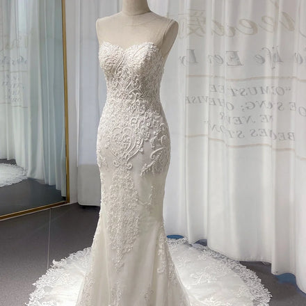 Jancember LSSG009 Boho Lace Sleeveless Embroidery Wedding Women's Mermaid Dresses