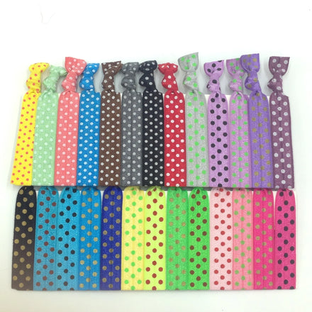 Ladies Polka Dot Wave Ponytail Holder Elastic Hair Bands Bracelet Accessories Handmade Knotted Nylon Hair Ties for Women Girls
