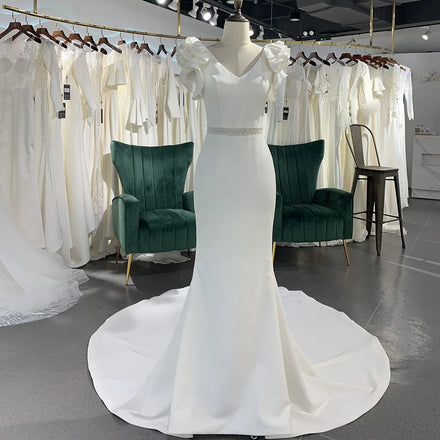 Jancember LSSG025 Glaromous Satin Mermaid Wedding Flower Dresses for Women