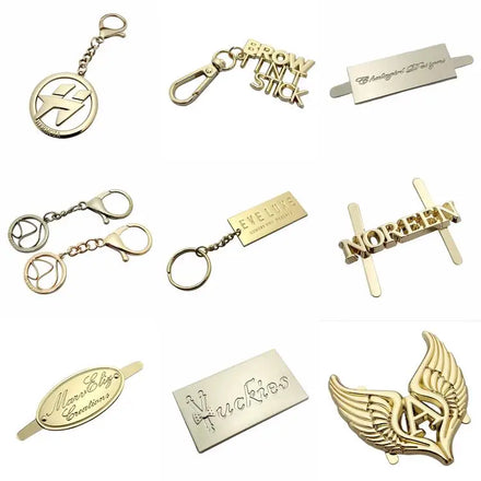 Custom Rose Gold Sticky Decoration Metal Plate logo for Bags