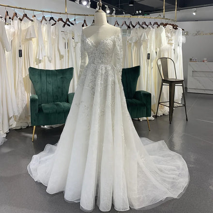 Jancember LSSG039 Beautiful Lace Fabric Fashion A-line Wedding Dresses for Girls
