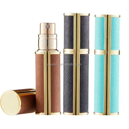 5ml Luxury Aluminum Leather Bottom Refill Perfume Atomizer Pump Sprayer Travel Portable Spray Bottle Personal Care