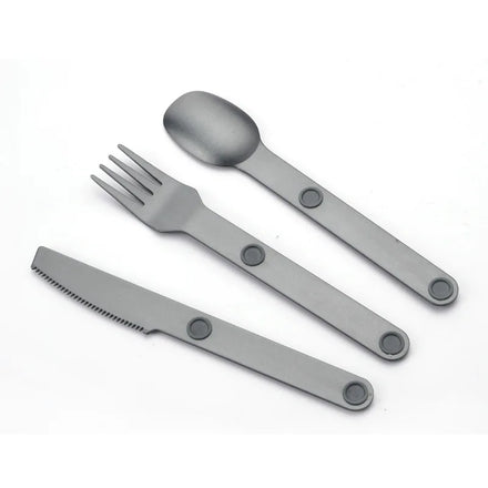 N0562 Magnetic Attraction Portable 3 in 1 Aluminum Flatware Knife Fork Spoon Set Camping Cutlery Set