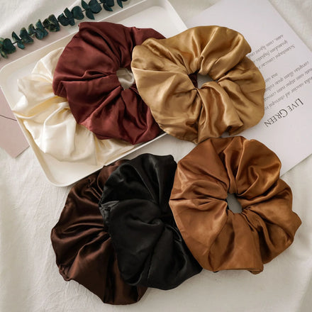 Wholesale Premium Quality Elastic Hair Band Oversized Xxl extra Big Large Silk Satin Jumbo Scrunchies