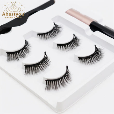 Abestyou Handmade Highest Quality Faux Mink Magnetic Eyelashes with 5 Magnets Light & Strong Magnetic Reusable