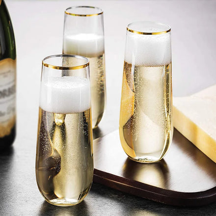 Modern Party Personalised Unbreakable Personalized Luxury Custom Wholesale Stemless Glasses Plastic Champagne Flutes