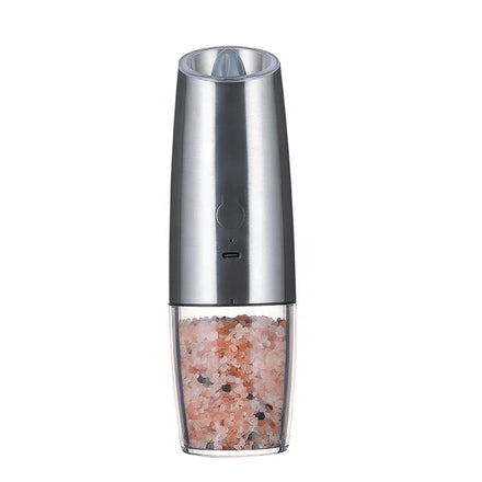 Kitchen Gadgets USB Rechargeable Electric Pepper Mill Automatic Gravity Salt and Pepper Grinder Set with LED Lights for BBQ