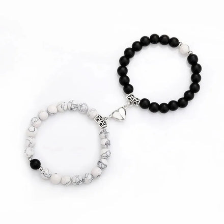 Hot Selling Frosted White Turquoise Heart-Shaped Couple Bracelet Natural Stone Magnetic Attraction Men Women Pearl Main Gifts