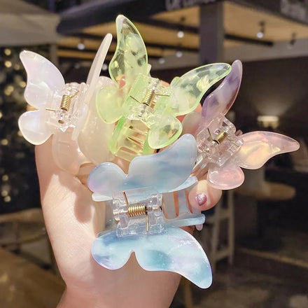 Wholesale Korean Smooth Colorful Girls Sweet Cute Cellulose Acetate Butterflies Clamp Butterfly Hair Claw Clips for Women