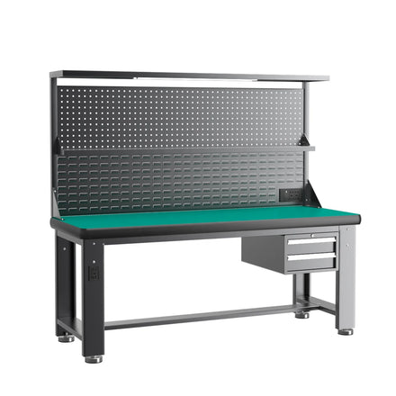 Heavy Duty Cold Rolled Steel Anti-static Workbench Assembly Table with Hanging Board LED Tube Socket OEM Customizable Drawers